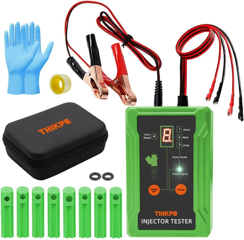THIKPO أداة اختبار وتنظيف حقن الوقود العالمية، أداة تنظيف DIY مع 8 أوضاع نبض، 4 قنوات مزدوجة للأسلاك لحقنين، 8 محولات بحجم، طاقة خرج 12V/5V - Image 1
